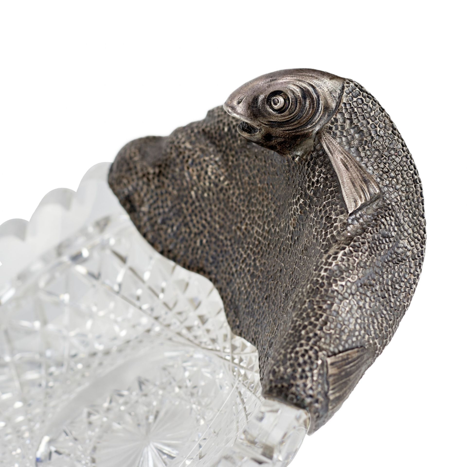 Crystal dish in silver 14 artels of jewelers. The Tale of the Fisherman and the Fish. Moscow 1908-19 - Image 7 of 11