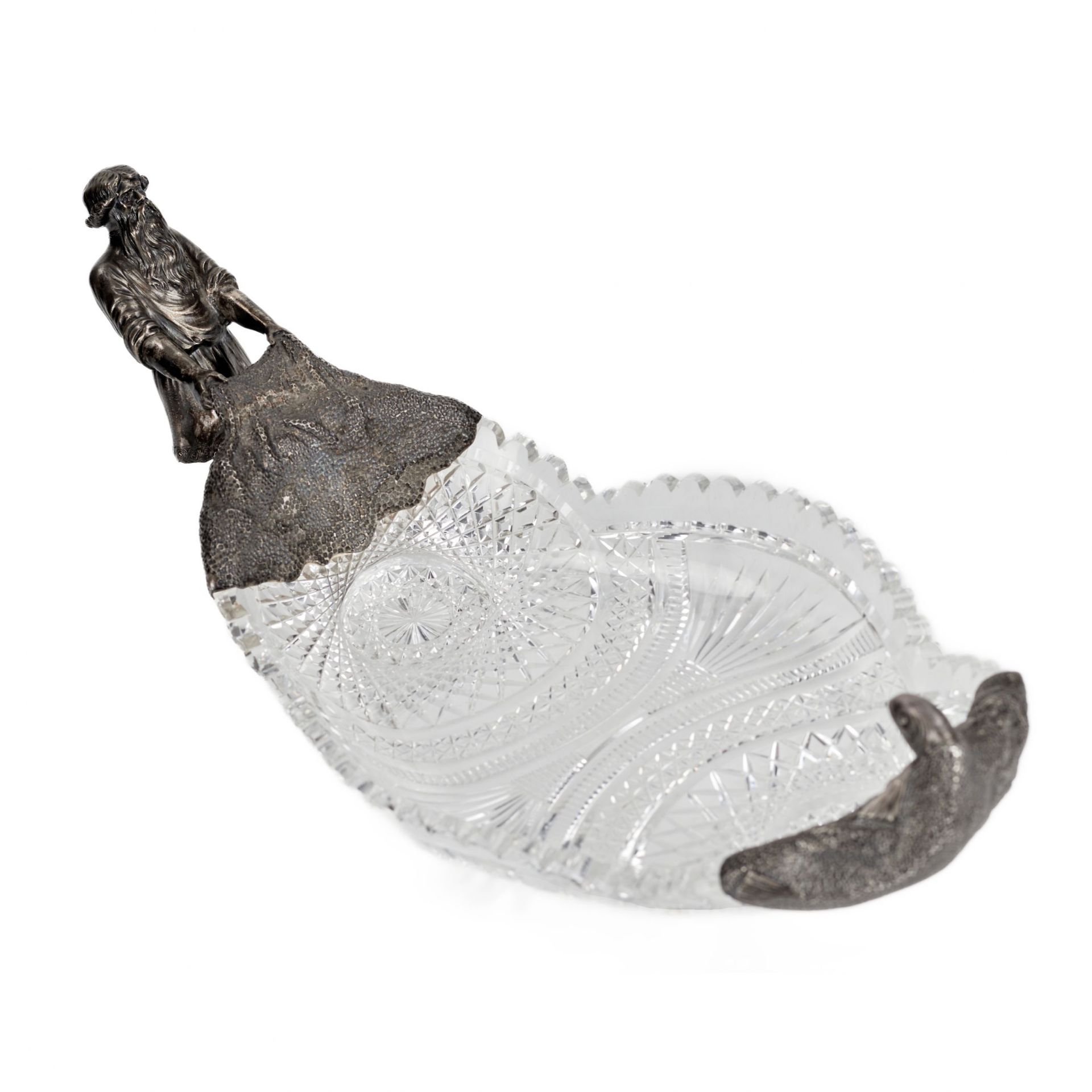 Crystal dish in silver 14 artels of jewelers. The Tale of the Fisherman and the Fish. Moscow 1908-19 - Image 4 of 11