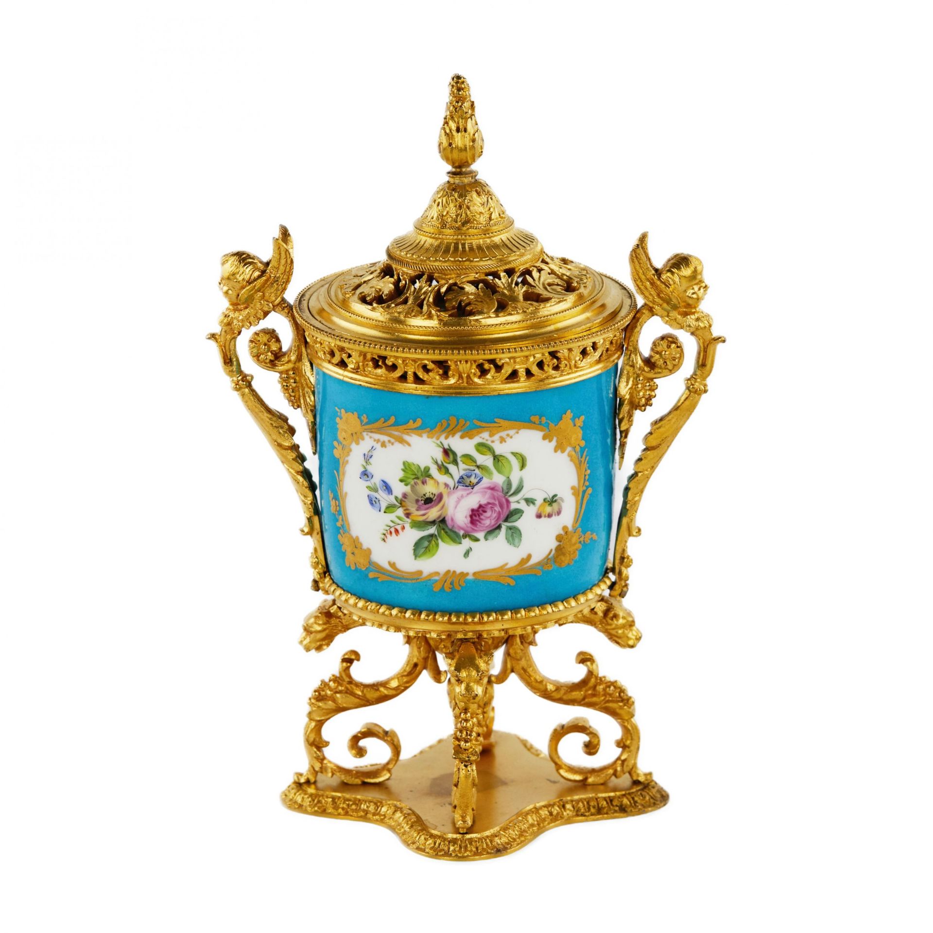 Bronze gilded aroma box with porcelain inlay in the Sevres style. The end of the 19th century - Bild 2 aus 6