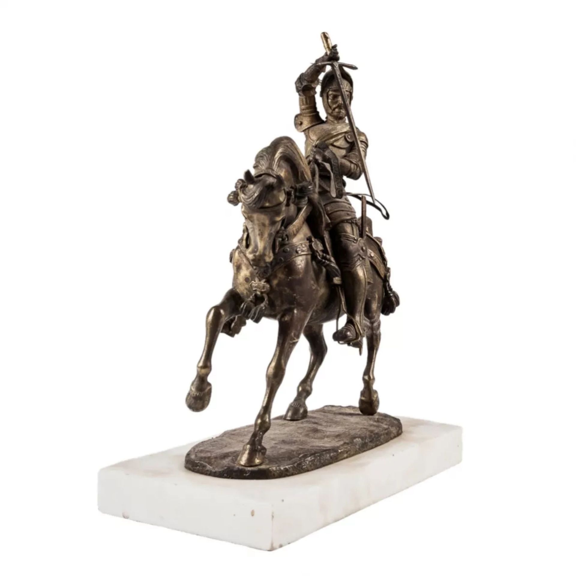 Carlo Marochetti. Bronze figure of an equestrian knight. Duke of Savoy. - Image 2 of 7