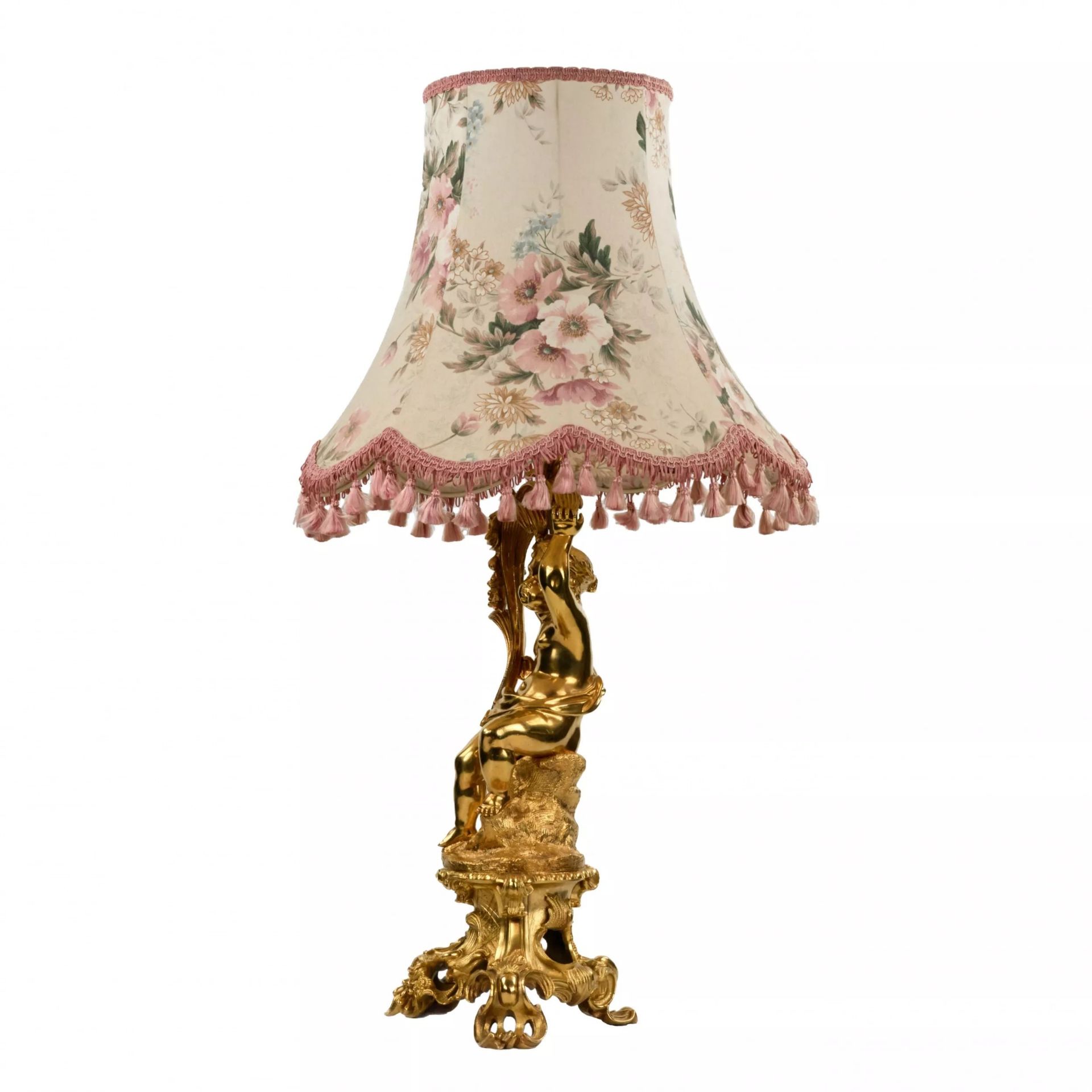 Gilded bronze lamp in the neo-rococo style. - Bild 2 aus 5