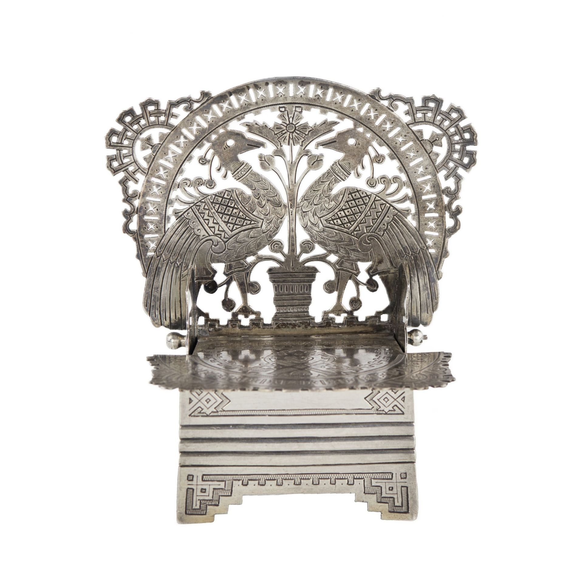 Russian silver salt cellar-throne in the neo-Russian style from the workshop of A. FULDA. Moscow 188 - Bild 2 aus 10