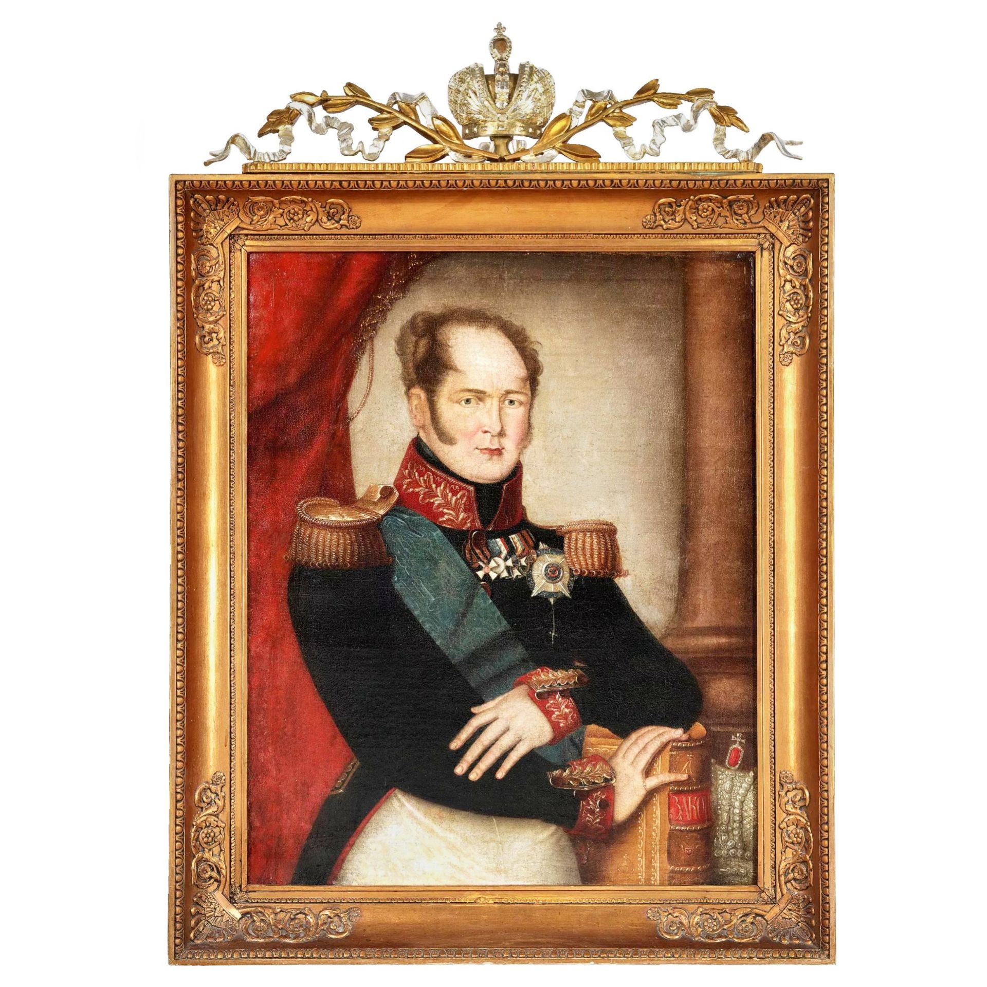 Roman Maksimovich Volkov. Portrait of the Russian Tsar Alexander I, first quarter of the 19th centur