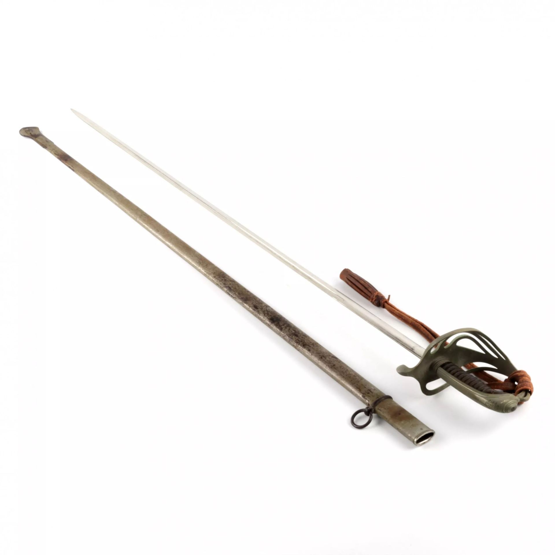 Shaped sword with a steel hilt and scabbard. - Image 2 of 7