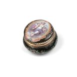 Golden powder compact. Violettes Paris around 1860