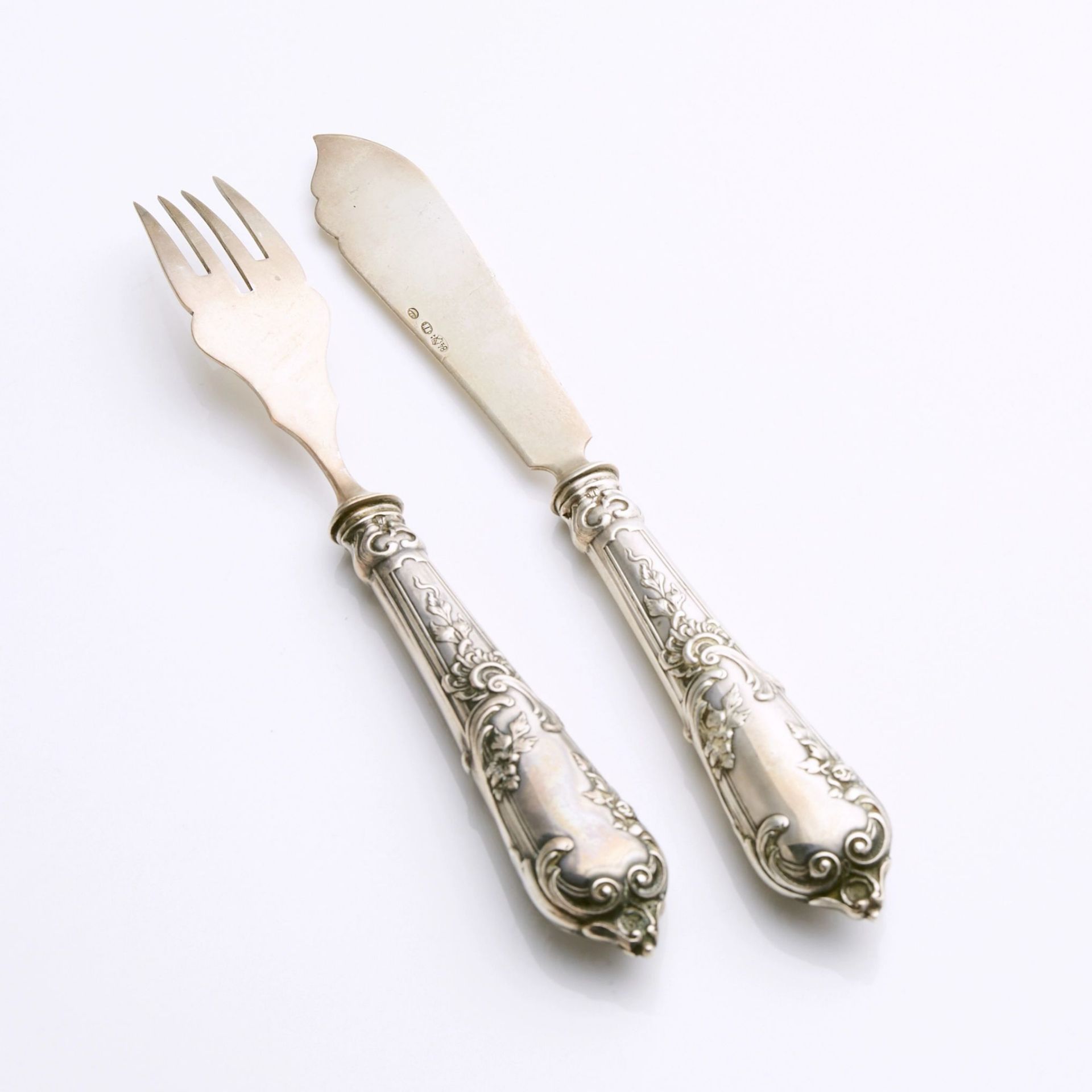 Silver set for fish table. Royal Russia. - Image 5 of 6