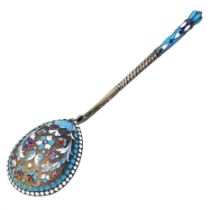 Russian silver spoon with enamel