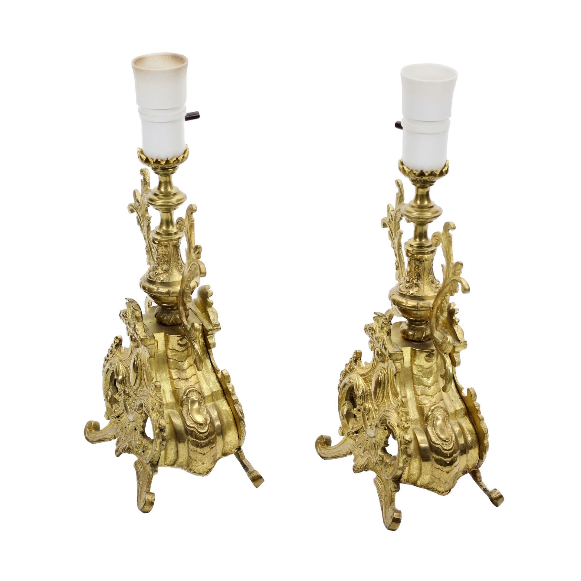 Pair of gilded bronze table lamps. - Bild 2 aus 4