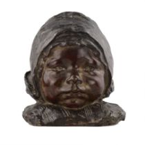 Bronze bust of a girl. Italy. The turn of the 19th-20th centuries.