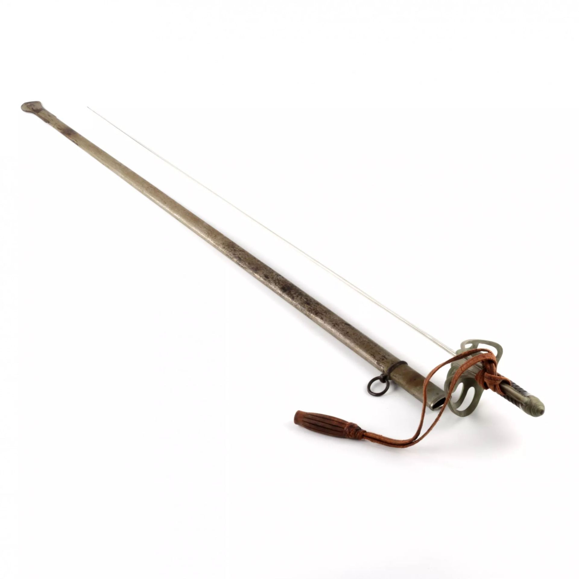 Shaped sword with a steel hilt and scabbard. - Image 3 of 7