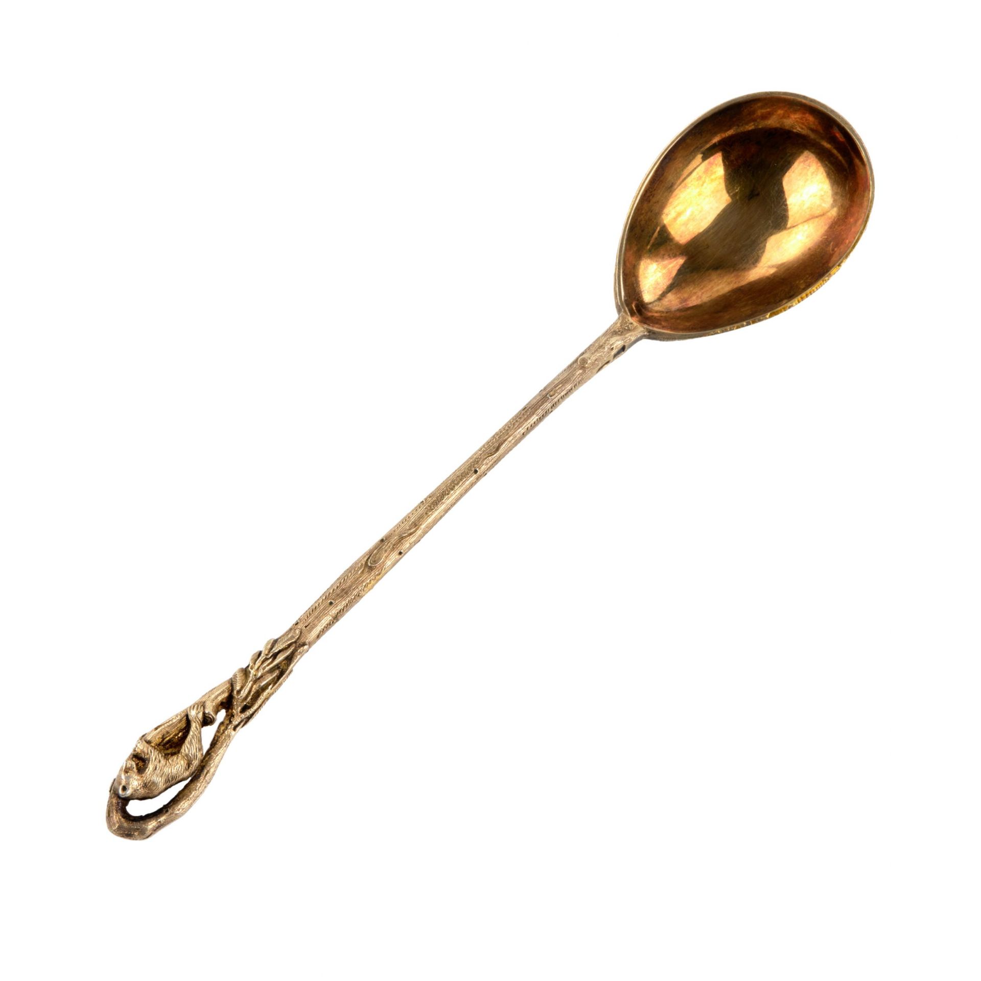 Russian silver spoon with a painted troika. V.I. Kangin. St. Petersburg 1899-1908. - Image 2 of 6