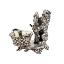 Witty, silver salt cellar with a bear, Grachev`s workshop. 1889.