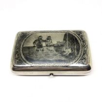 Russian silver snuffbox with niello.