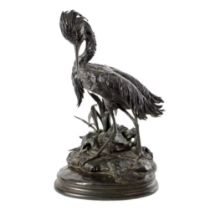 Bronze figure of a Heron. JULES MOIGNIEZ (1835-1894).