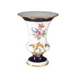 Painted Meissen vase with gold cartouches and cobalt.