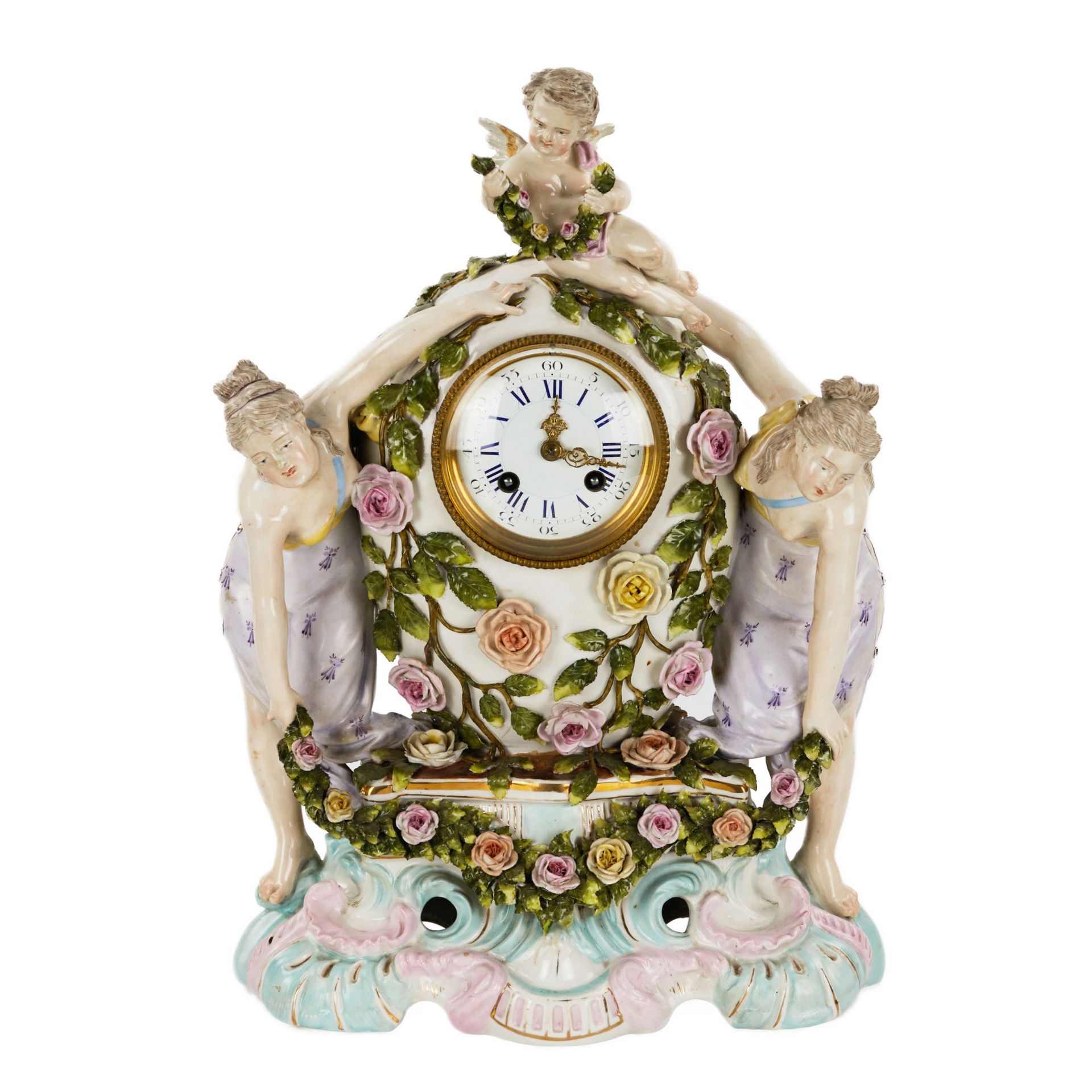 Porcelain clock set with candelabra. Sitzendorf. 1880 - Image 3 of 9