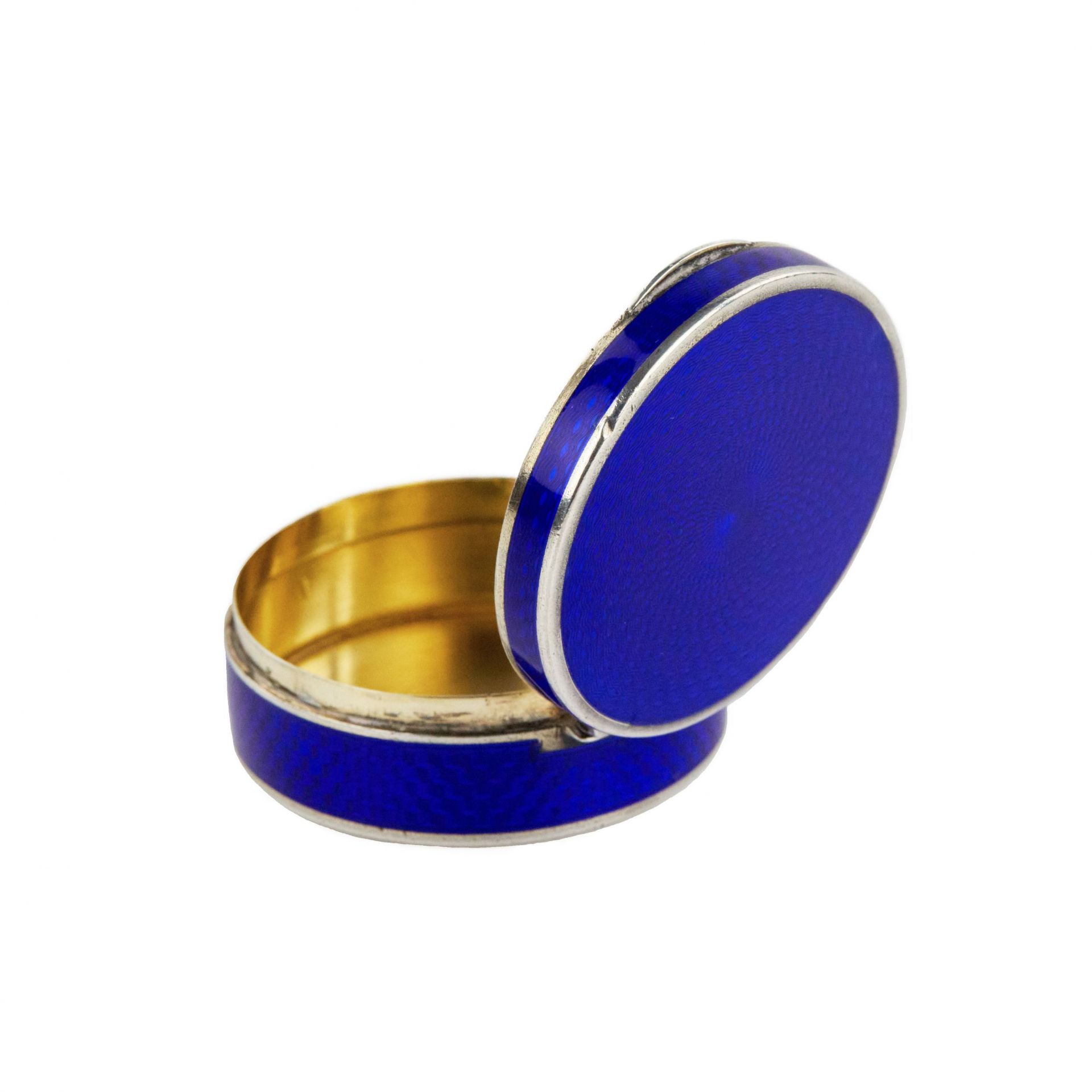Silver, French mussel in cobalt blue guilloche enamel. - Image 5 of 6