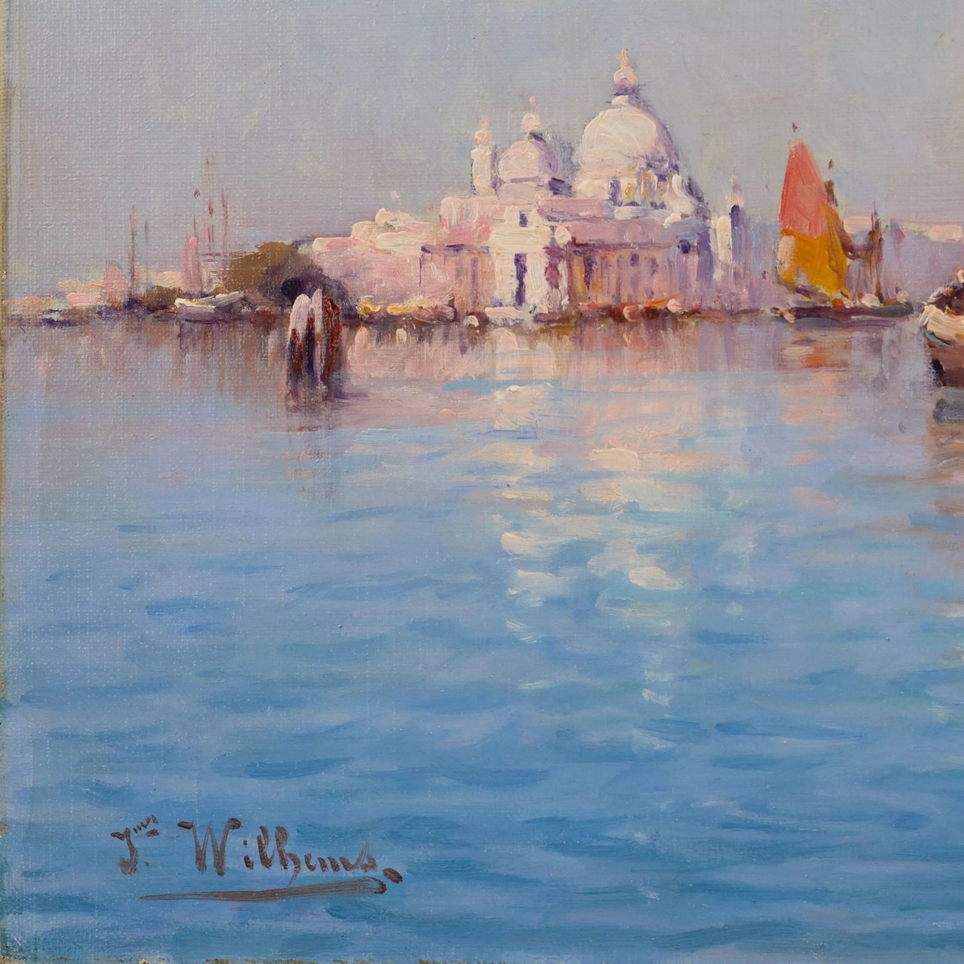 James WILHEMS. Venetian landscape. View of the Doge`s Palace and Santa Maria de la Salute. Beginn - Bild 6 aus 10