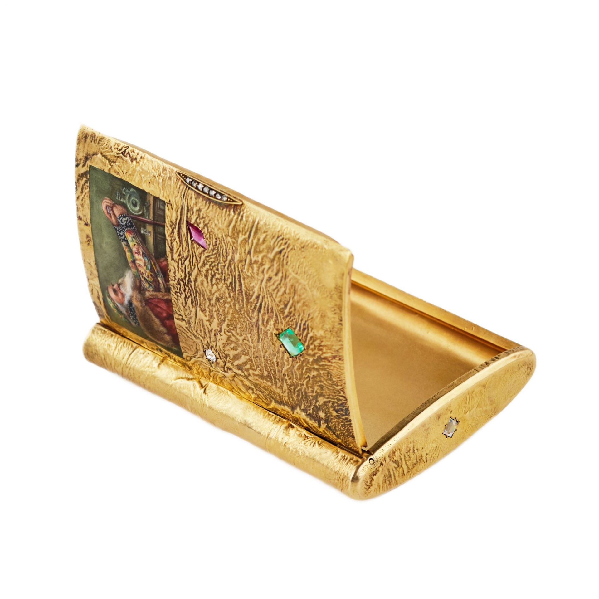 V.A. Kubarev. Gilded silver cigarette case with enamel painting. Moscow. 1908-1917. - Image 6 of 9