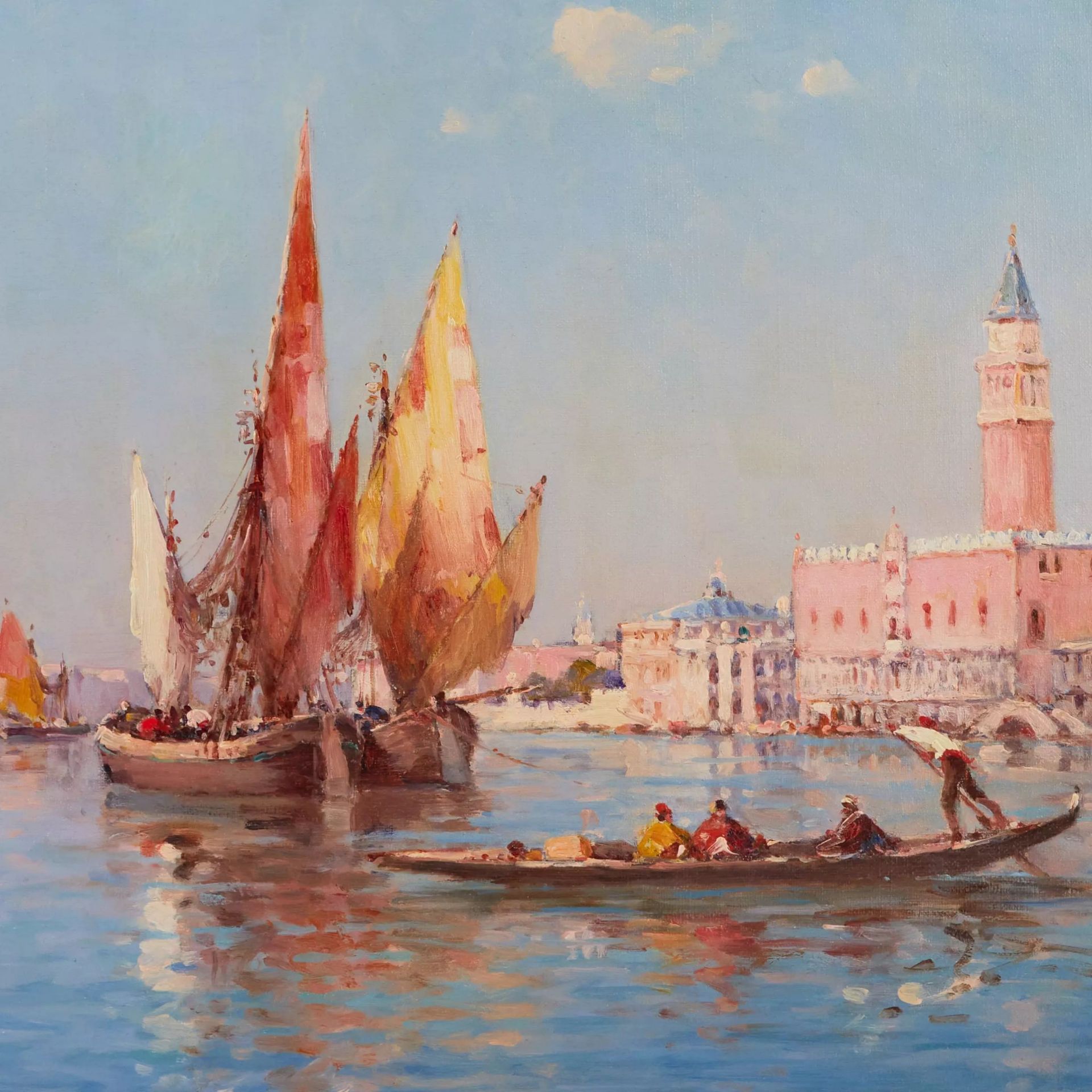 James WILHEMS. Venetian landscape. View of the Doge`s Palace and Santa Maria de la Salute. Beginn - Bild 3 aus 10