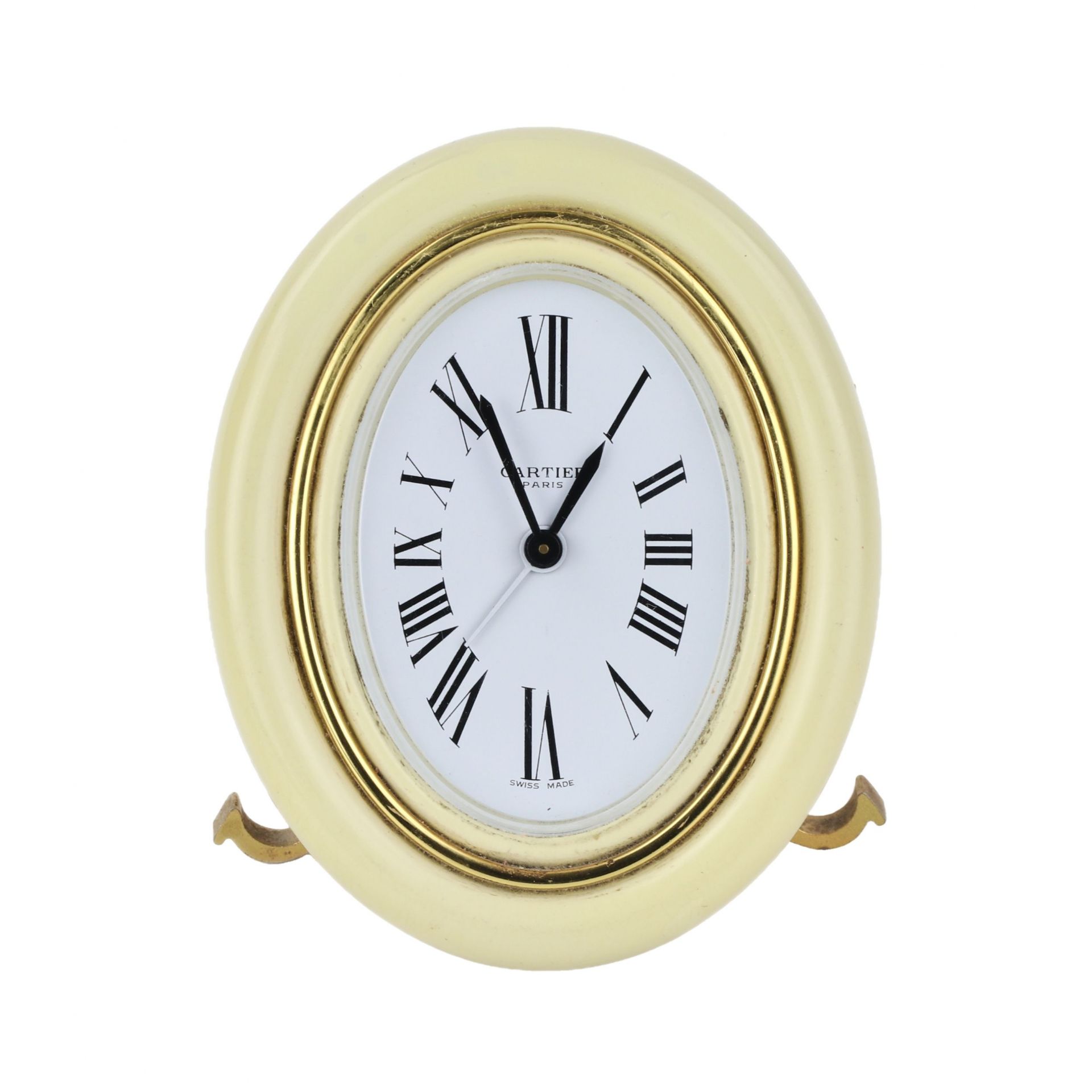 CARTIER. Travel alarm clock made of gilded metal with enamel. - Image 2 of 6