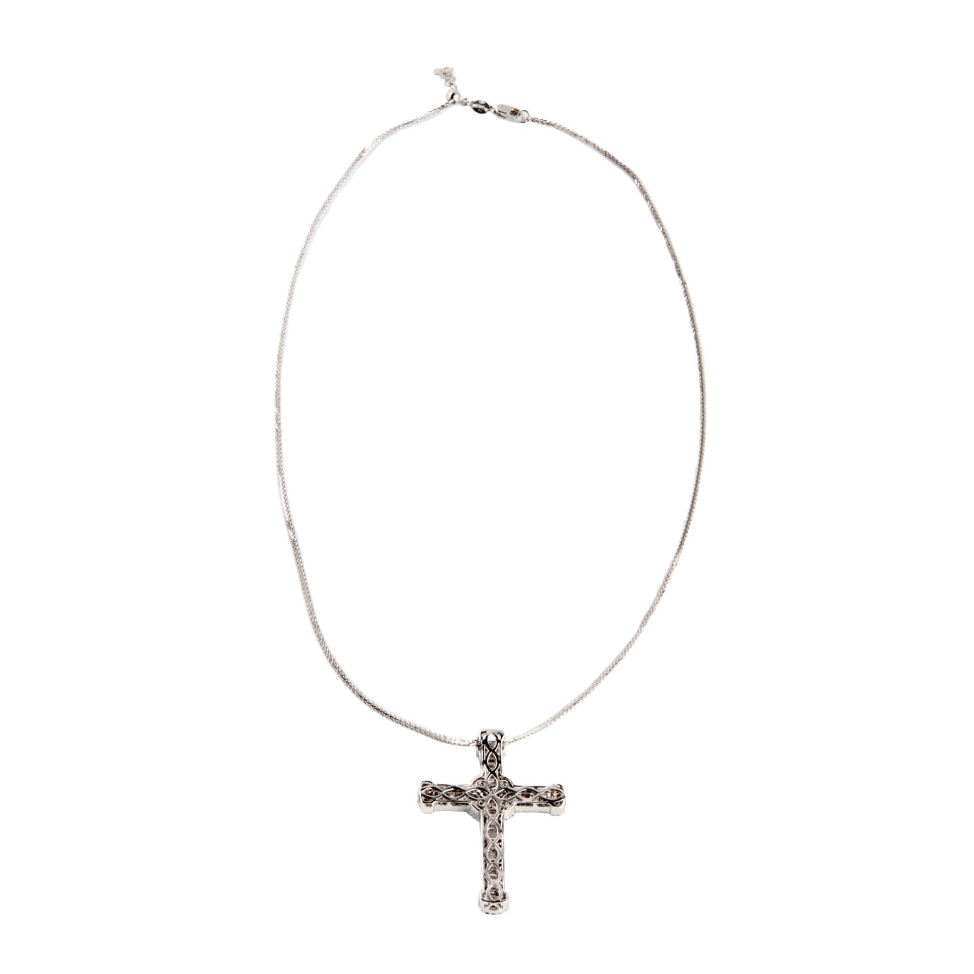 Gold necklace with diamond cross pendant. - Image 5 of 7