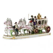 Saxon, sculptural, porcelain group Wedding carriage of Napoleon Bonaparte.