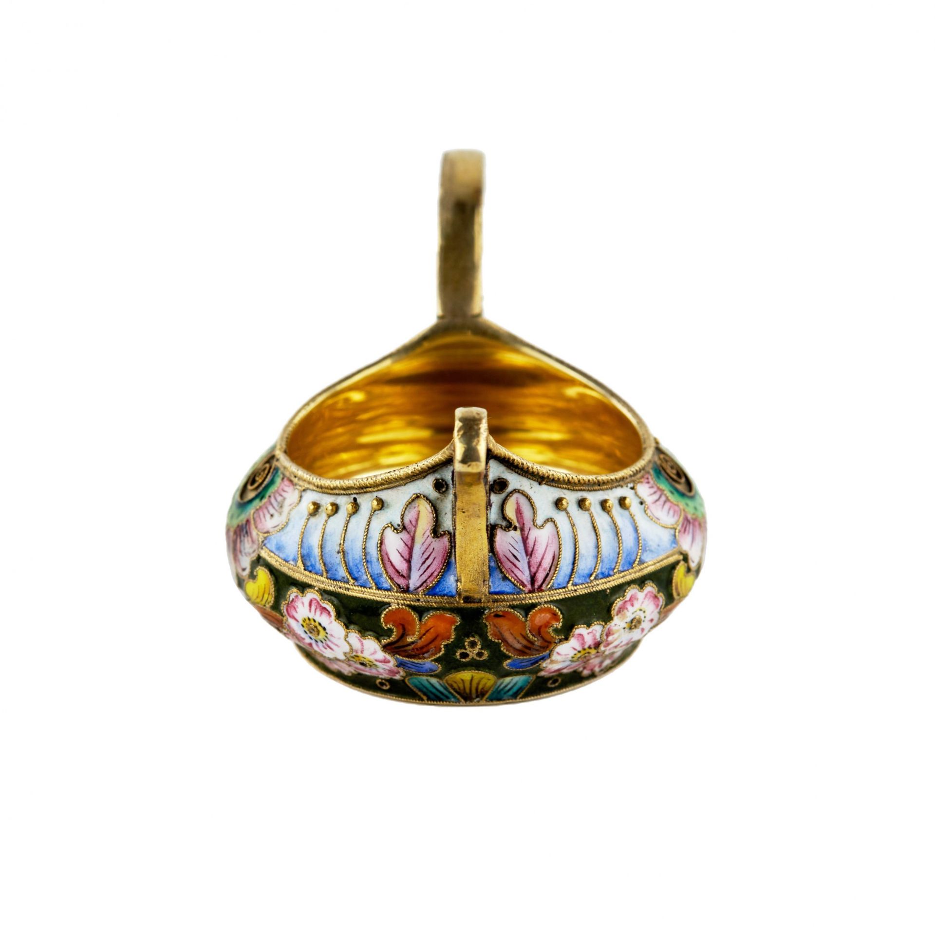 20 Artel. Silver kovsh with painted enamel on filigree. Moscow, 1908-1917 - Image 3 of 7