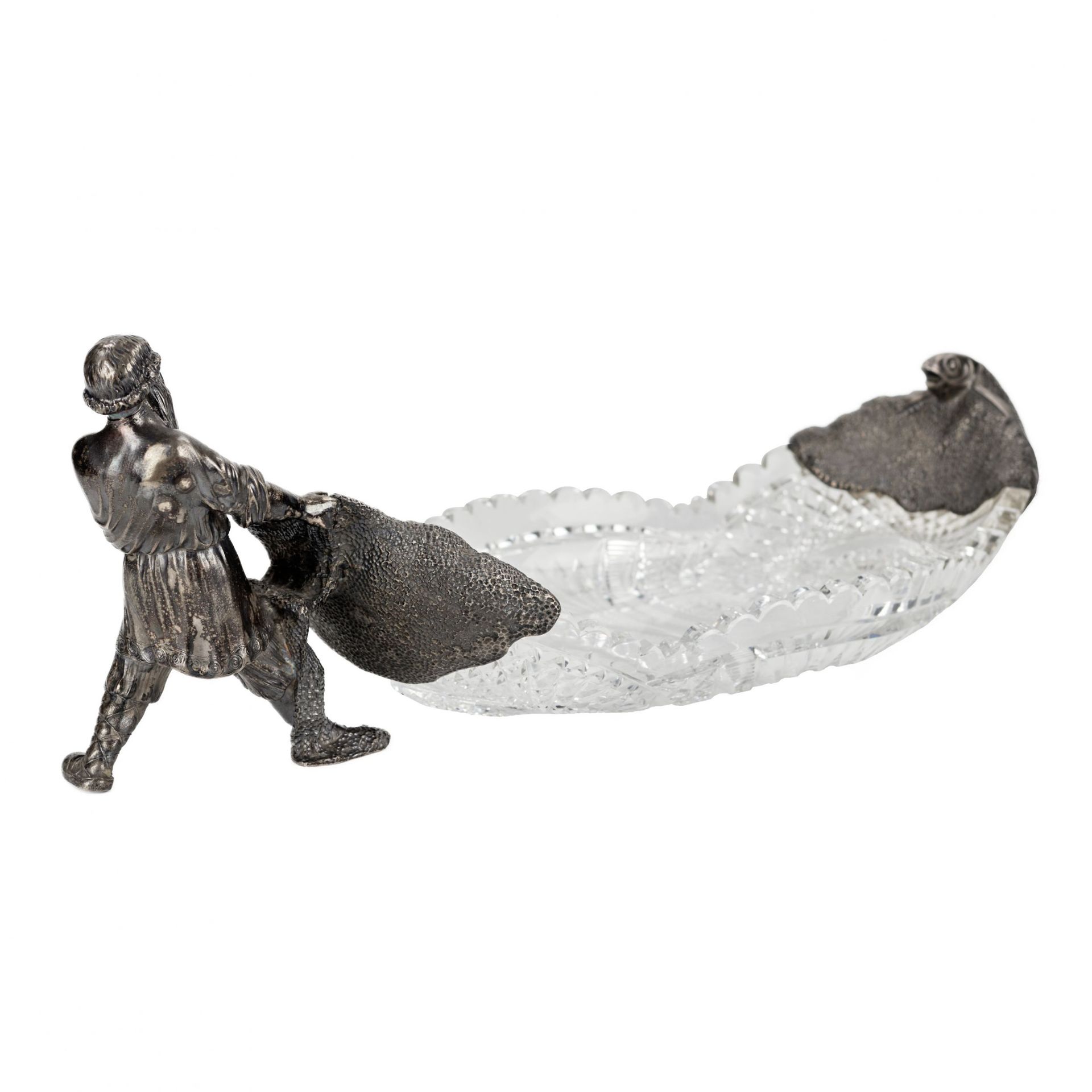 Crystal dish in silver 14 artels of jewelers. The Tale of the Fisherman and the Fish. Moscow 1908-19 - Image 3 of 11