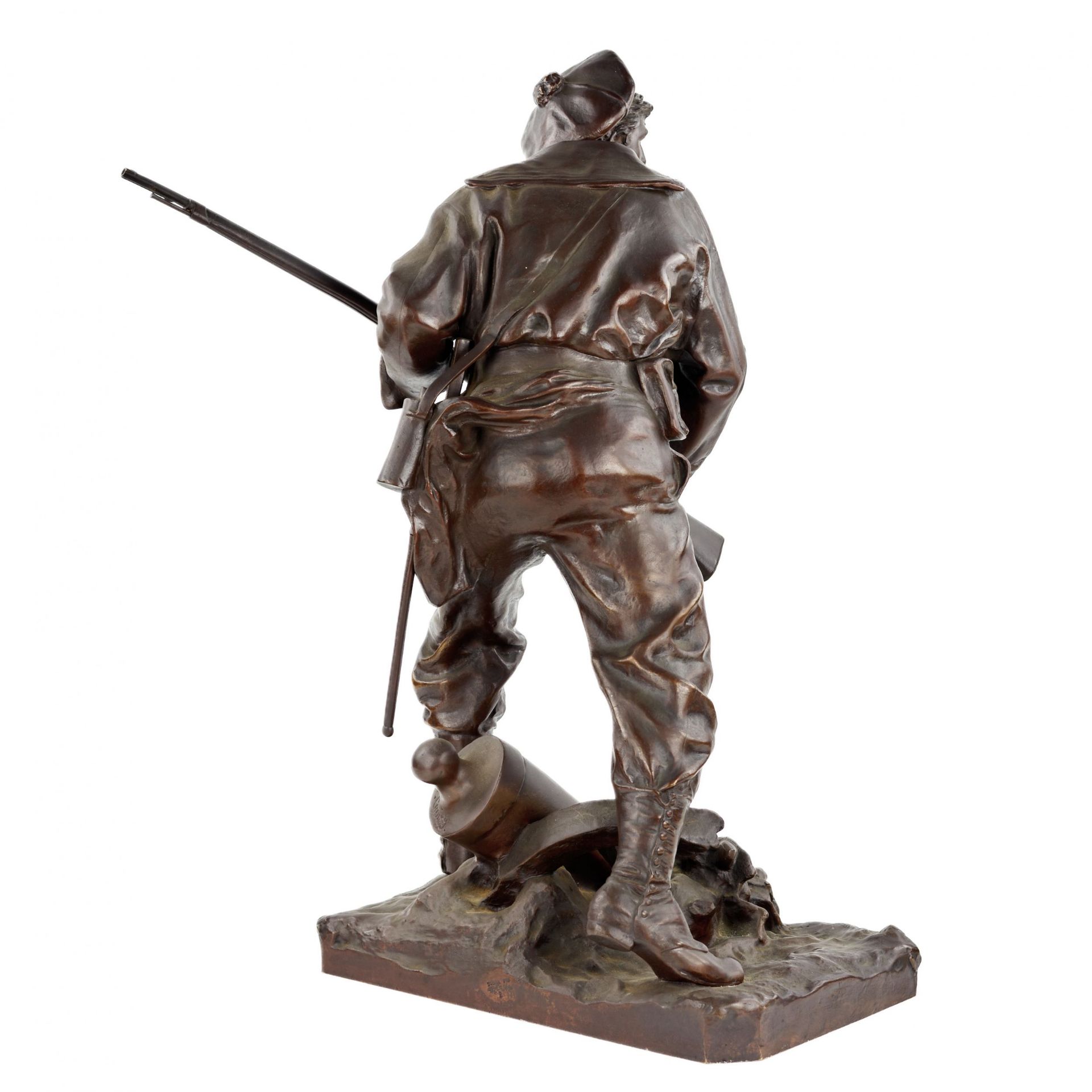 Onisme Aristide Croisy. Bronze figure of a brave, military sailor. - Image 3 of 8