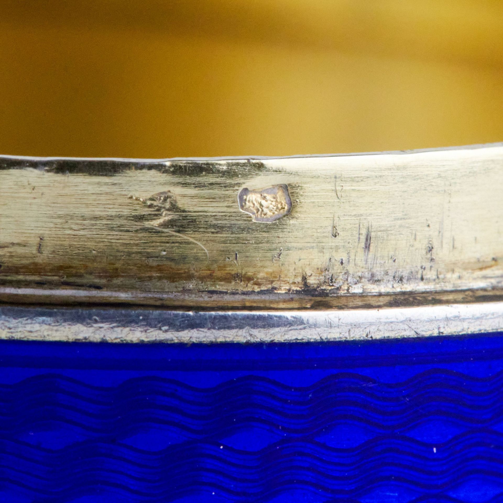 Silver, French mussel in cobalt blue guilloche enamel. - Image 6 of 6