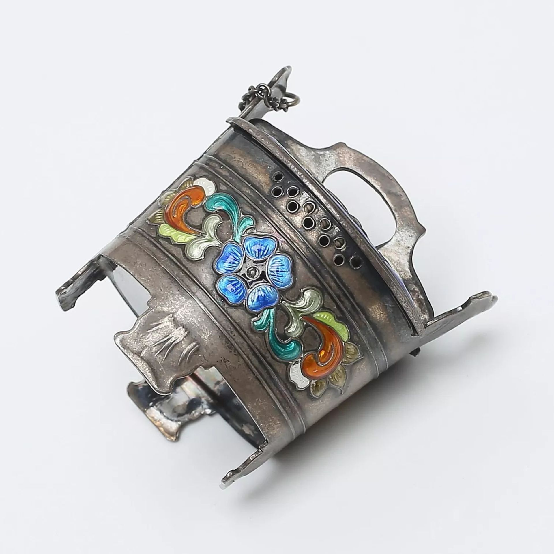 Miniature silver salt cellar with enamel. Oystein Balle, Norway. - Image 3 of 5