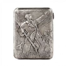 Silver cigarette case Red Fleet. Long live the Vanguard of the Revolution.