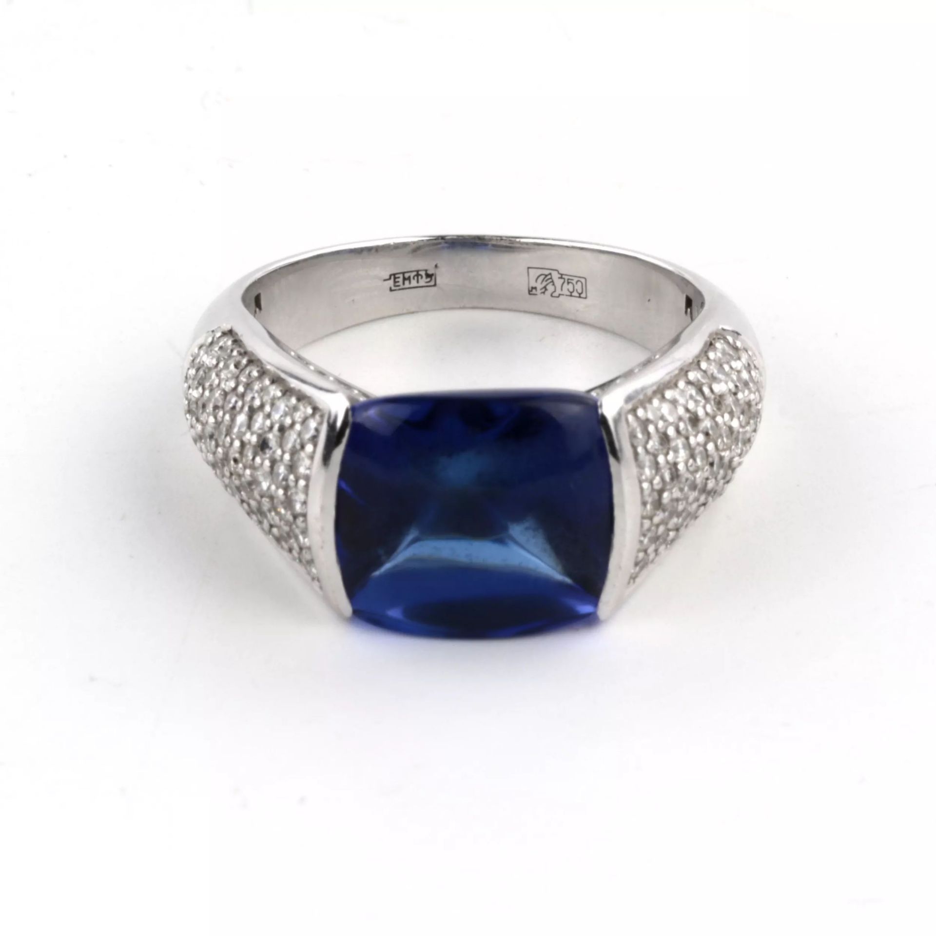 18K white gold ring with diamonds and tanzanite. - Image 5 of 9
