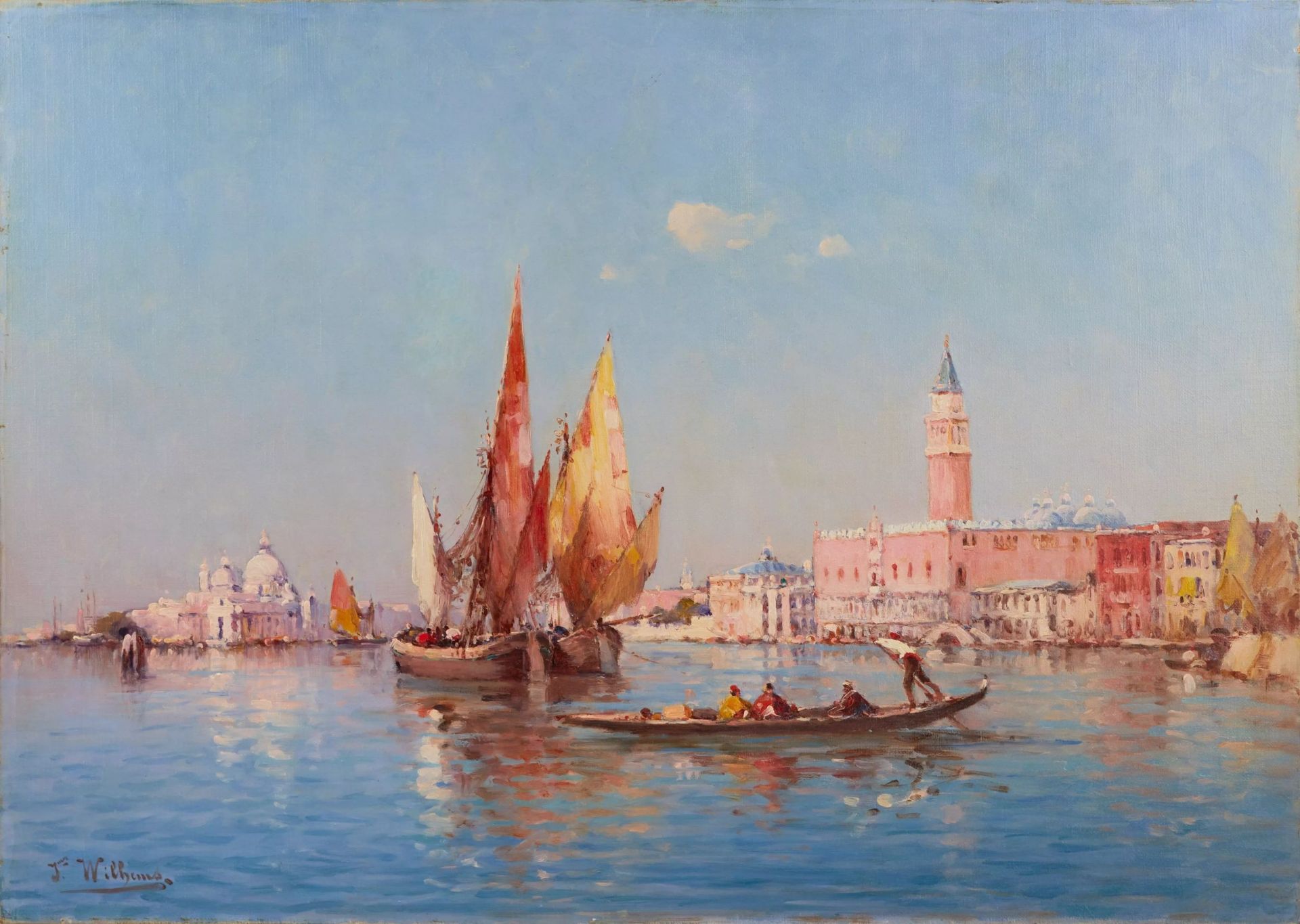 James WILHEMS. Venetian landscape. View of the Doge`s Palace and Santa Maria de la Salute. Beginn - Bild 2 aus 10