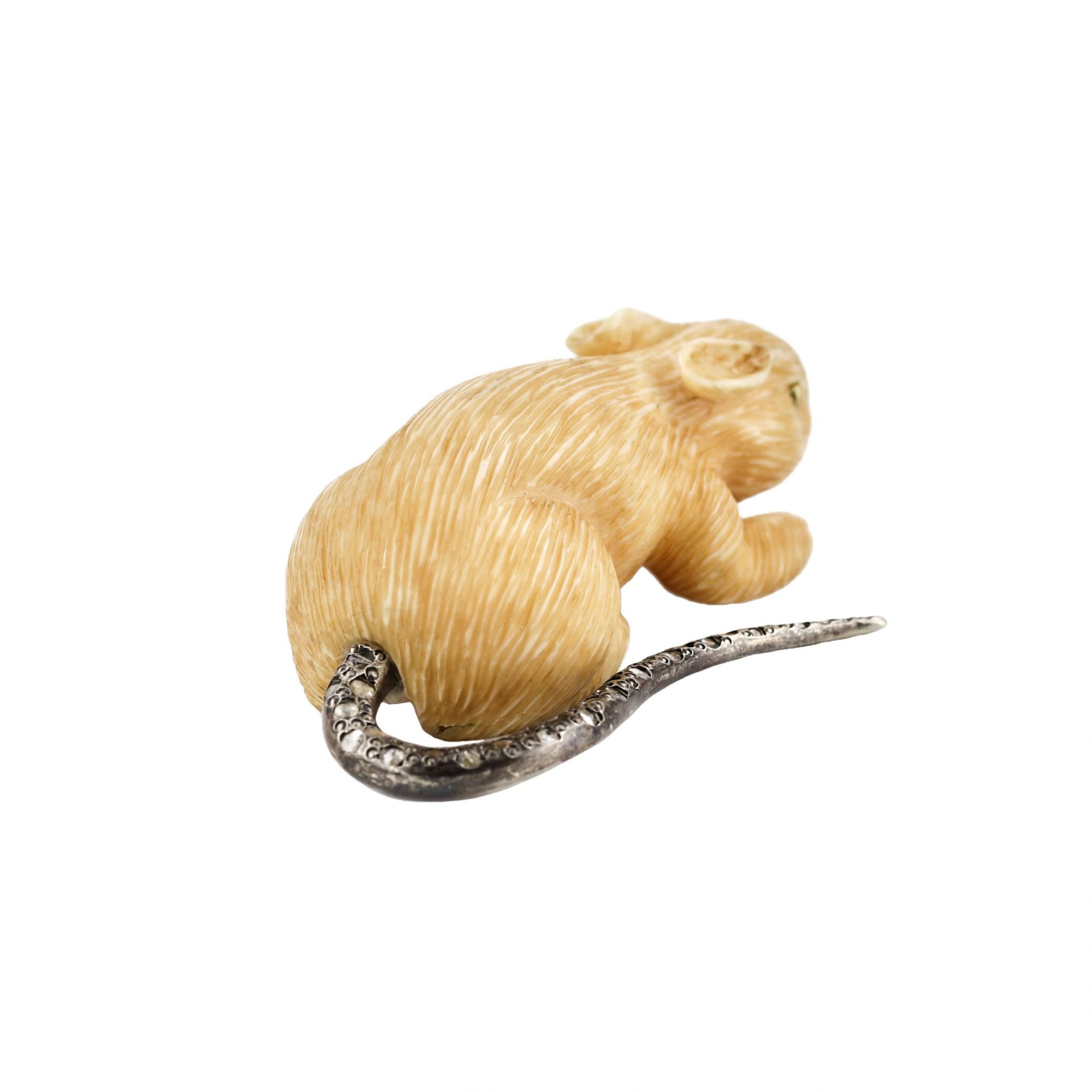 Carved mammoth tusk mouse with diamond tail. - Image 3 of 9