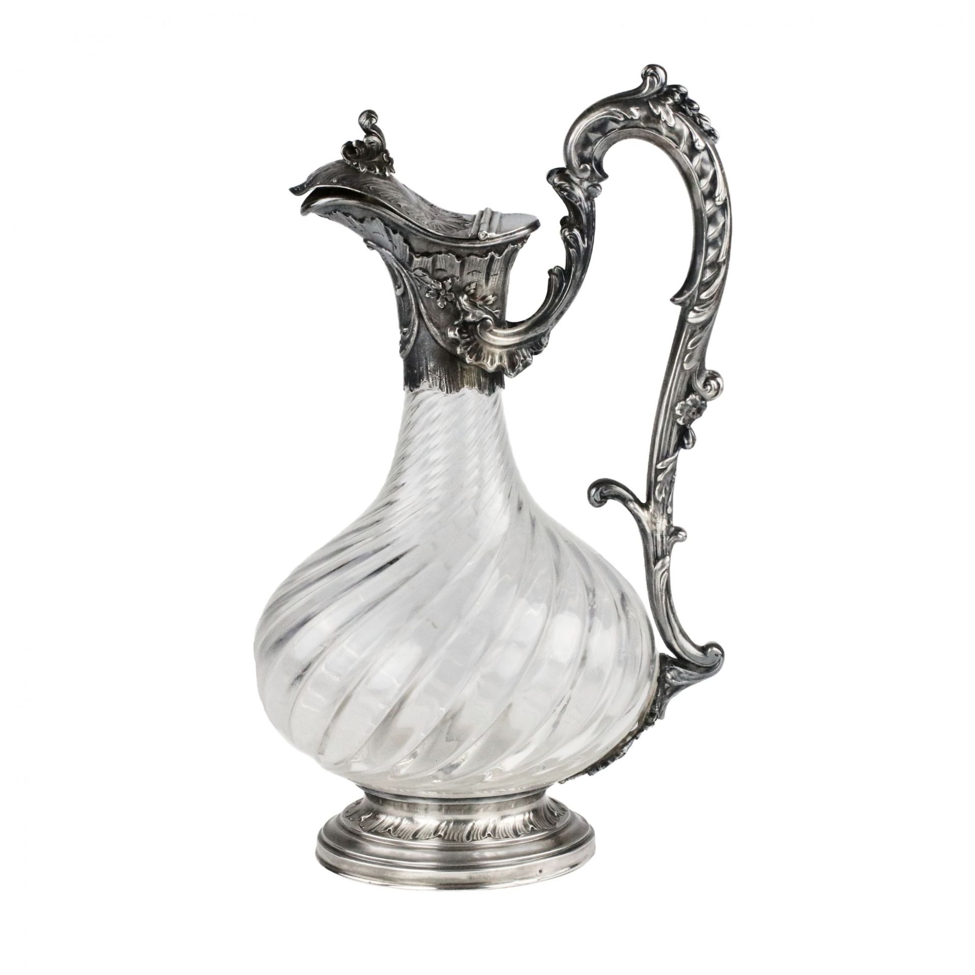 CHEVRON Freres. French crystal jug in silver.