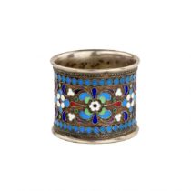 Russian, silver napkin ring, cloisonne enamel.