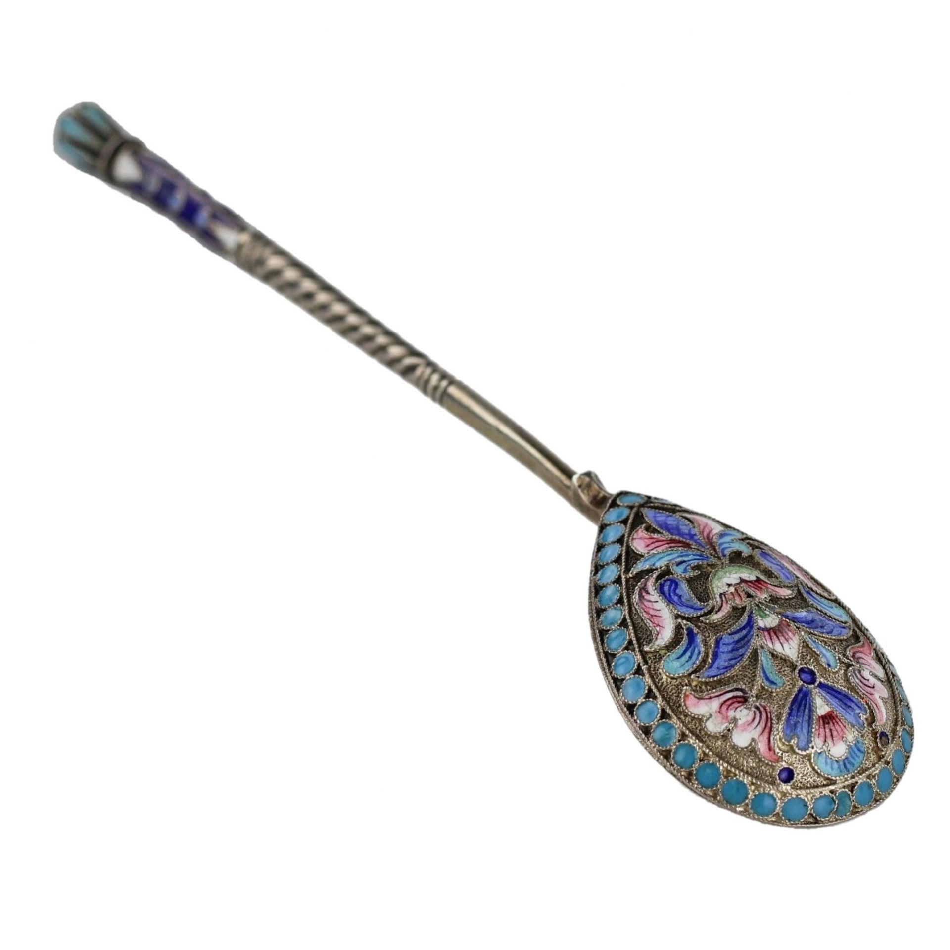 Russian silver and cloisonne enamel spoon. Moscow. 1908-1917. - Bild 2 aus 5