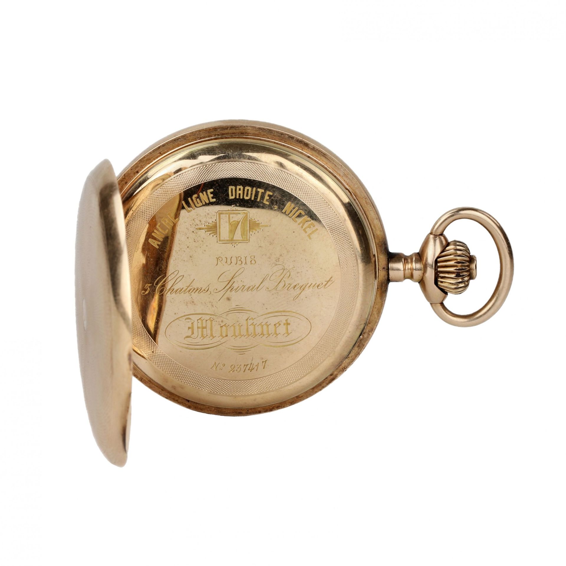 Moulinet gold pocket watch. - Image 6 of 9