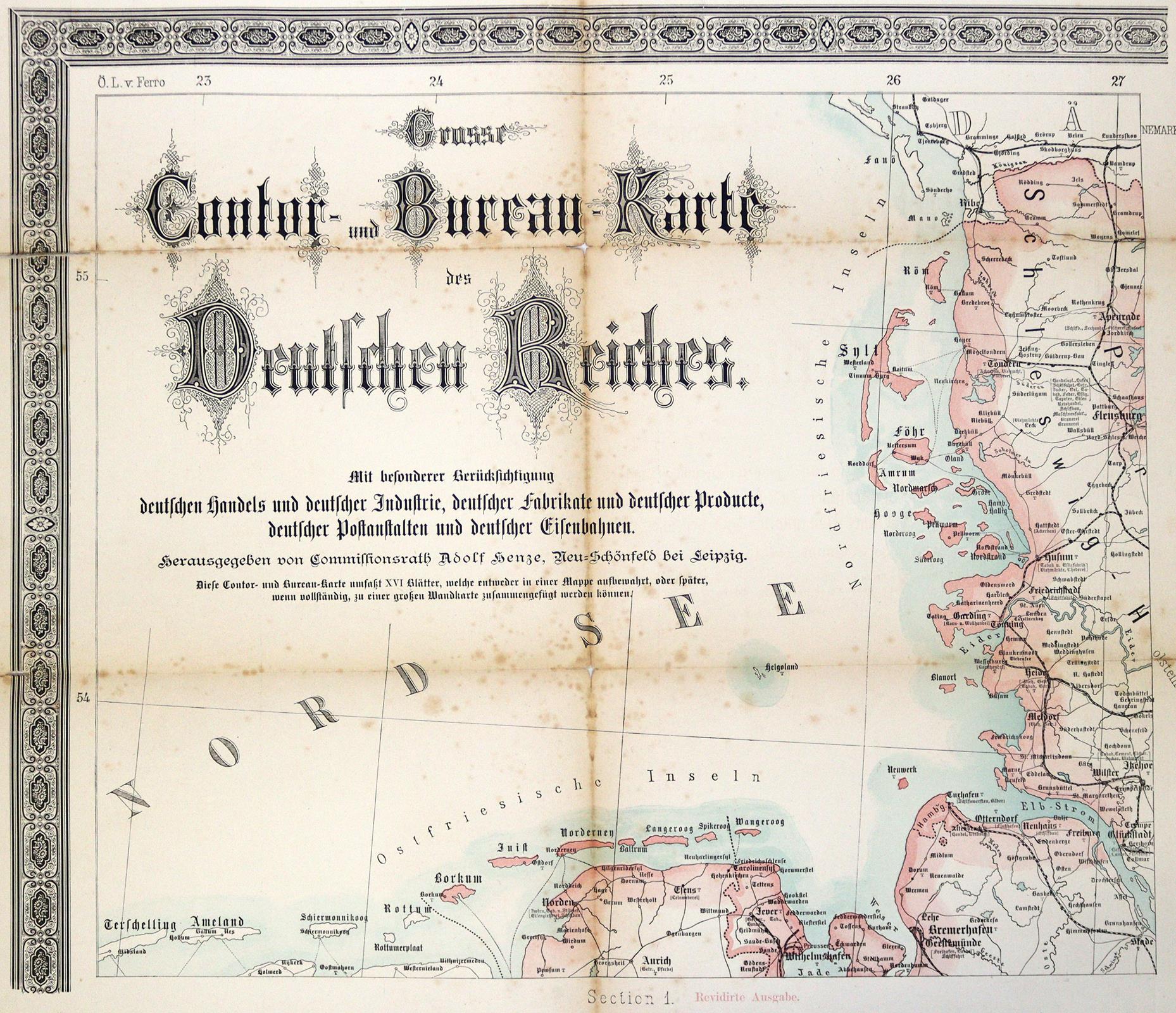 "Grosse Contor- und Bureau-Karte des Deutschen Reiches". - Image 3 of 8