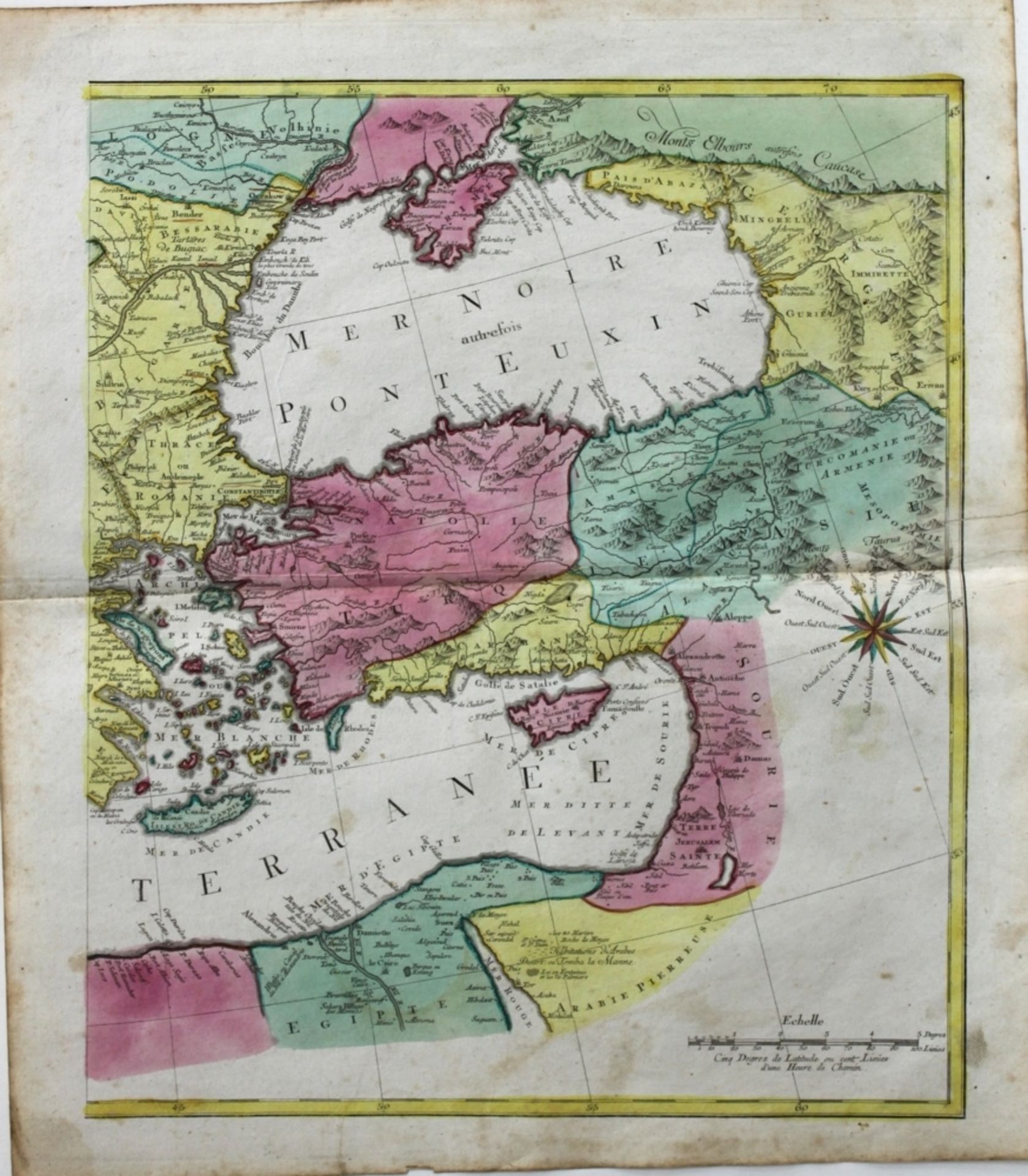 Mittelmeer. Drei einzeln zusammengehörige kolorierte Kupferstichkarten von Conrad Lotter in der - Image 4 of 4
