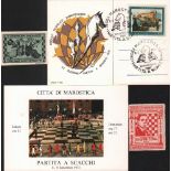 Postkarten mit Motiven aus Marostica, zum Gartenschach und Schachmarken. Private Sammlung von ca. 35