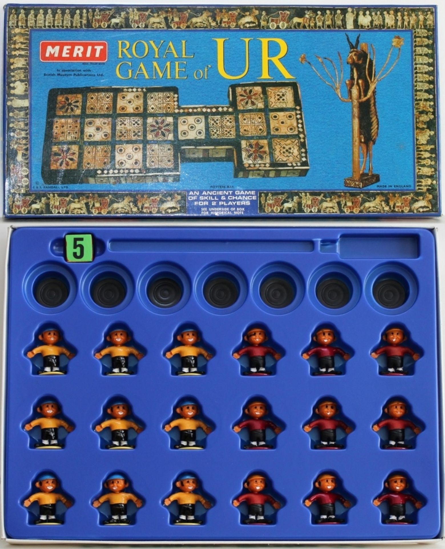 Spiele. Royal game of Ur. (Das königliche Spiel von Ur). Mit 1 Spielbrett (Größe 39,5 x 16 cm),