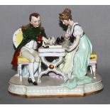 Deutschland. Porzellan. Napoleon und Josephine(?) spielen eine Partie Schach. Polychrome