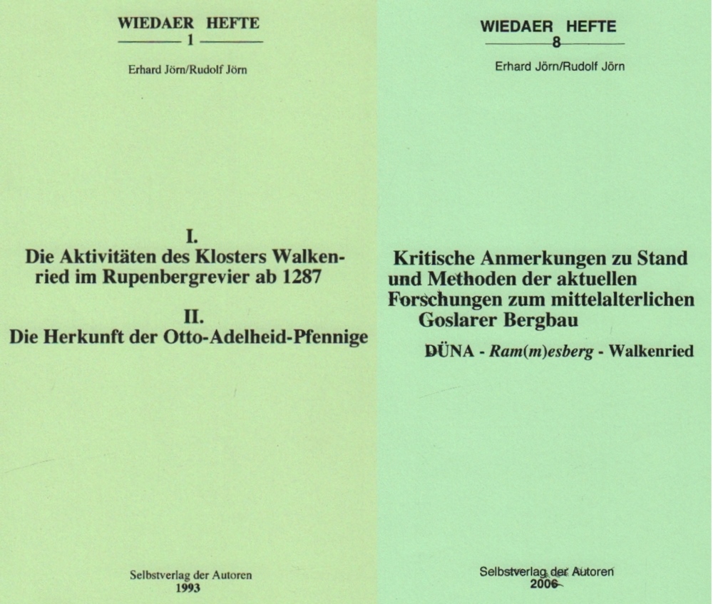 Harz. Bergbau. Menz, Wiedaer Hefte. 7 Schriften zum Thema Bergbau der Autoren Erhard und Rudolf Jörn