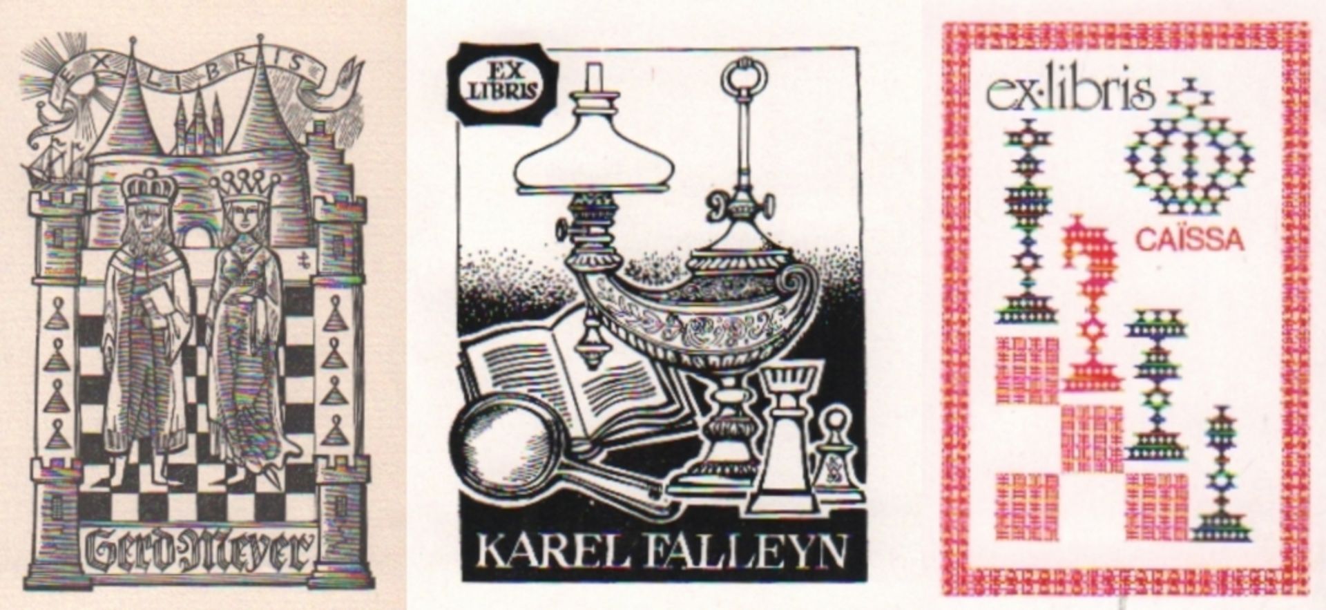 Exlibris. Sammlung von Exlibris mit Schachmotiven. Konvolut von ca. 200 meist gedruckten Exlibris,