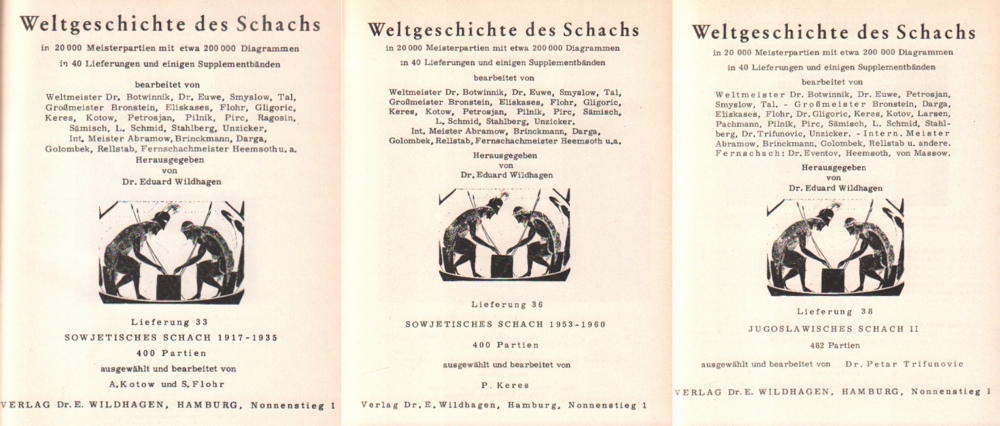 Trifunovic, Petar. Jugoslawisches Schach II. 482 Partien … bearbeitet. Hamburg, Wildhagen, ca. 1965.