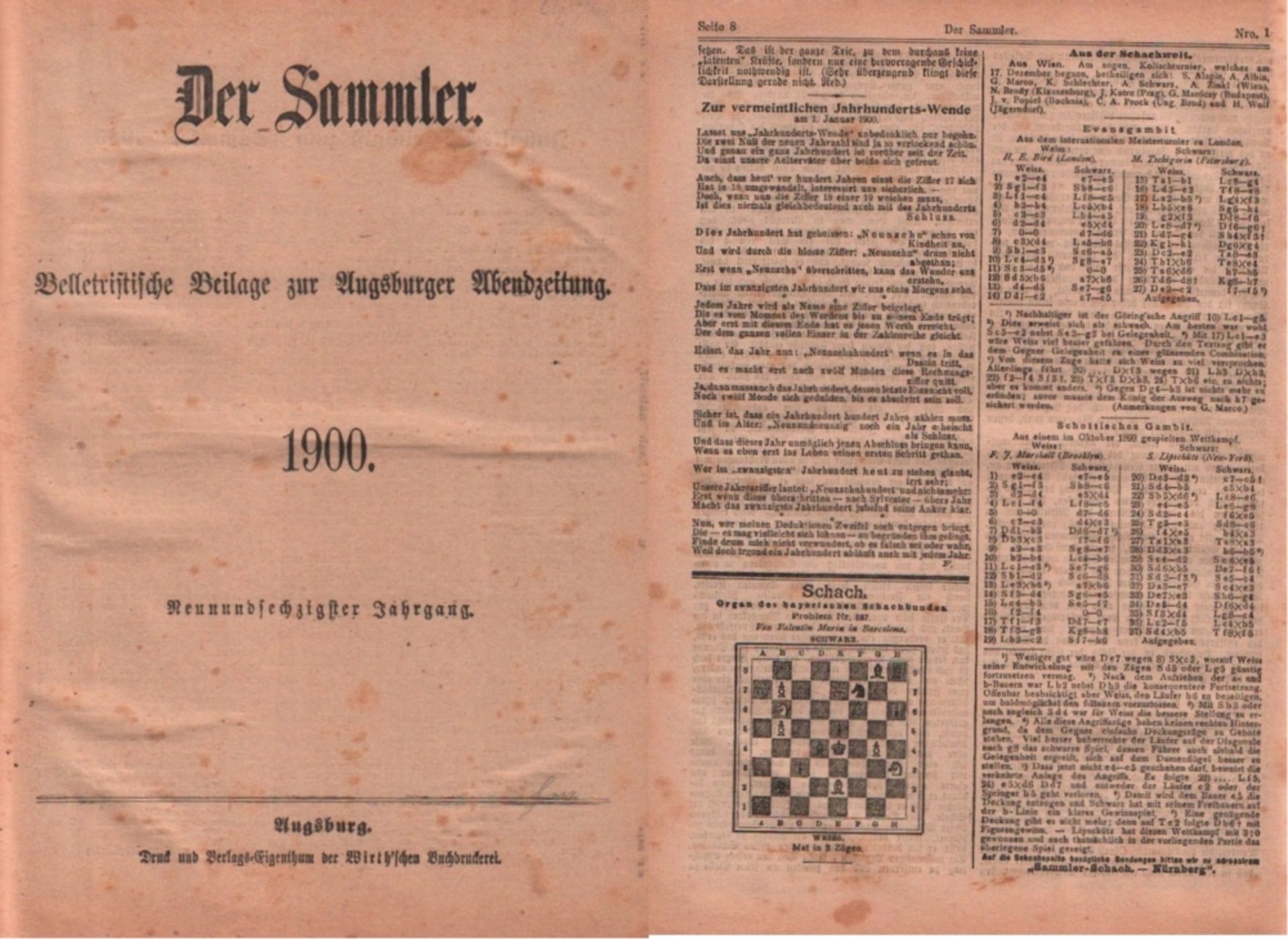Der Sammler - 1900. Belletristische Beilage zur "Augsburger Abendzeitung". Für die Redaktion
