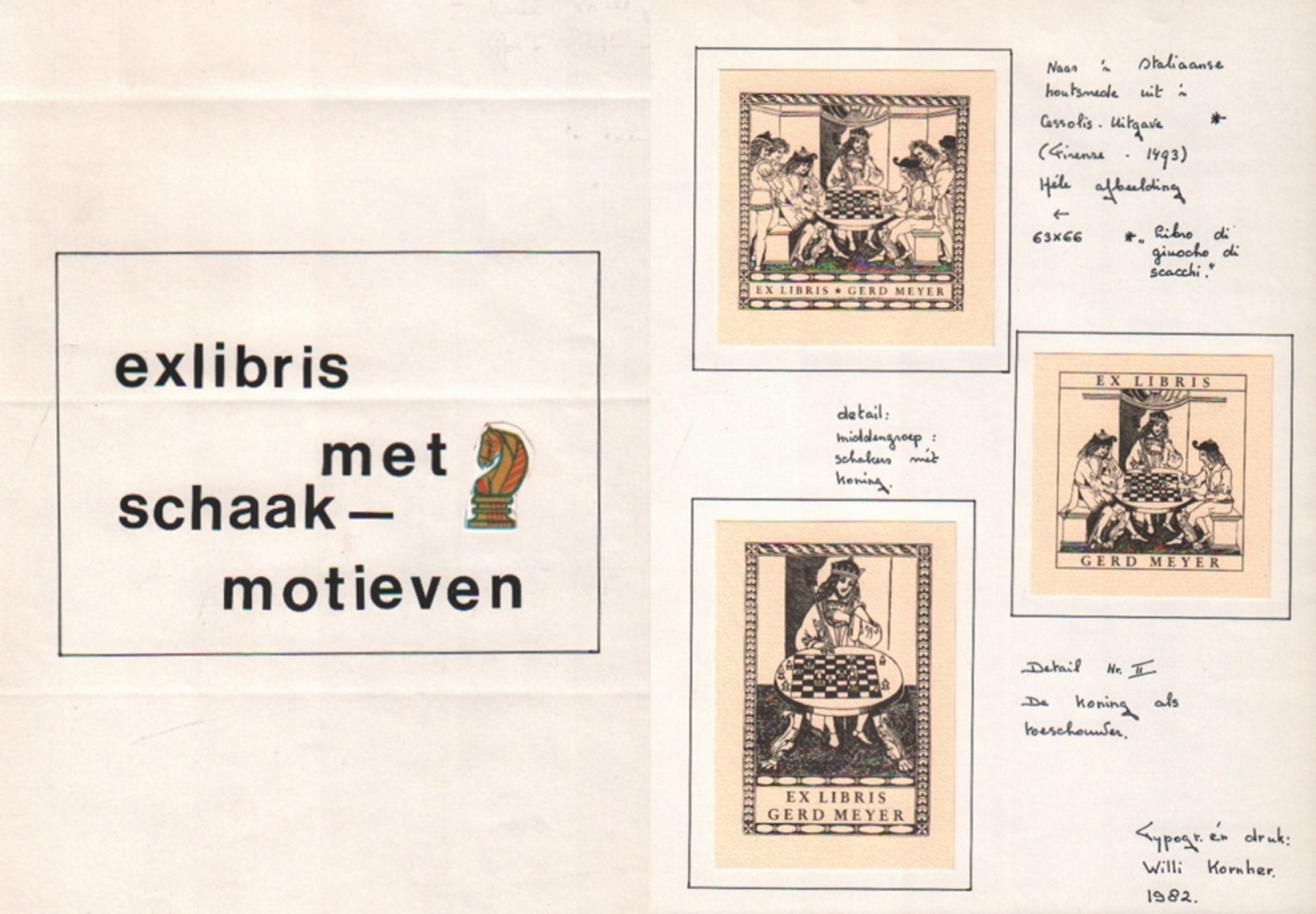 Exlibris. „Exlibris met schaakmotieven“. Private Dokumentation der Exlibris - Sammlung A. Heeren mit